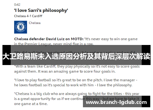 大卫路易斯未入选原因分析及其背后深层次解读