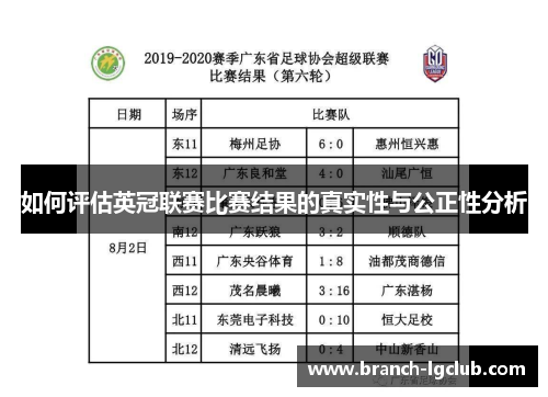 如何评估英冠联赛比赛结果的真实性与公正性分析