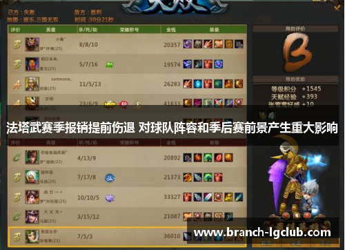 法塔武赛季报销提前伤退 对球队阵容和季后赛前景产生重大影响
