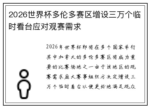 2026世界杯多伦多赛区增设三万个临时看台应对观赛需求